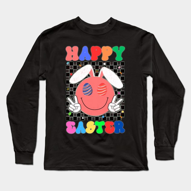 Happy Easter Bunny Rabbit Face Funny Easter Day Long Sleeve T-Shirt by MetAliStor ⭐⭐⭐⭐⭐